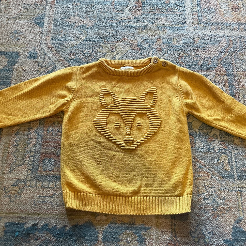 Kite 3T Organic Cotton Mustard Fox Sweater EUC